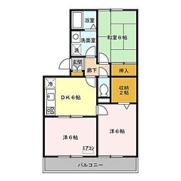 セキネマンション　II 2階3DKの間取り