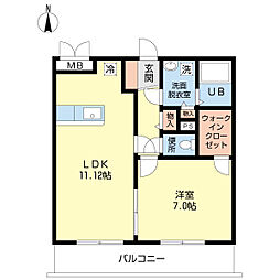 ボンヌ・シャンス 3階1LDKの間取り
