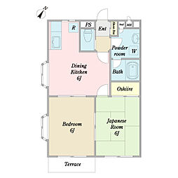 フルブルーム 2DKの間取図画像