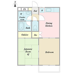 メリーハウス 2DKの間取図画像