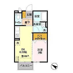 Leap 1DKの間取図画像