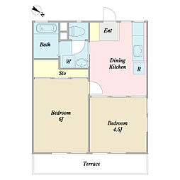 グリーンハイツ 2DKの間取図画像