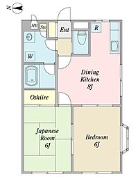 ティアラ・ガーデンB 2DKの間取図画像