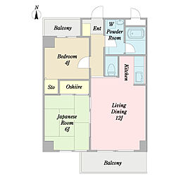 A・K・フラット 2LDKの間取図画像