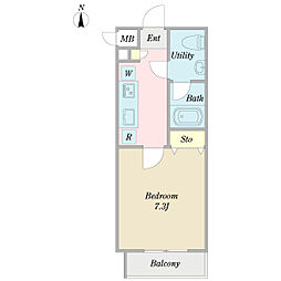 サンテラス赤堤 1Kの間取図画像
