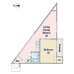ハビテーションワコー 2階1LDKの間取り