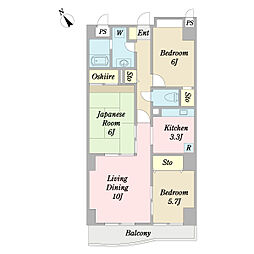 Ｒｉｖａｇｅ 6階3LDKの間取り