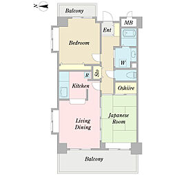 蓮華 2LDKの間取図画像