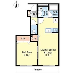 ラカノスT 1LDKの間取図画像