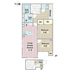 アイザック糀谷 2LDKの間取図画像
