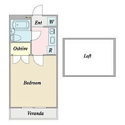 リバーハイツ 1Kの間取図画像