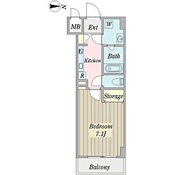 セフィールコート2 1Kの間取図画像