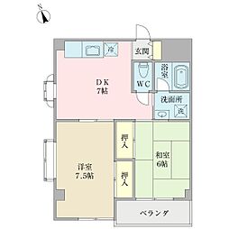 メゾンメール 2DKの間取図画像