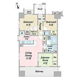 Dクラディア船橋シャインアベニュー 3LDKの間取図画像