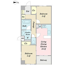 ディルッソ 2LDKの間取図画像