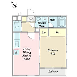 キャッスルB 1LDKの間取図画像