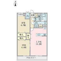 メゾンクレール3 2LDKの間取図画像