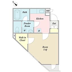 プラリオY's 1Kの間取図画像