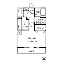 リヴェールNF小杉A 1Kの間取図画像