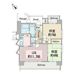 クリオ川崎駅前本町壱番館 2LDKの間取図画像