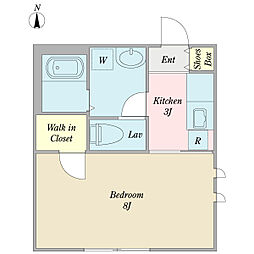 ルミエール白坂 1Kの間取図画像