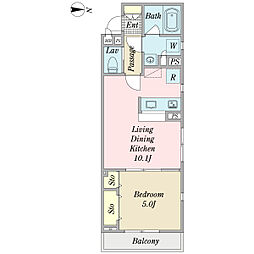 カーサソレアード 1LDKの間取図画像