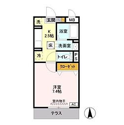 ソレイユ柏陽 1Kの間取図画像