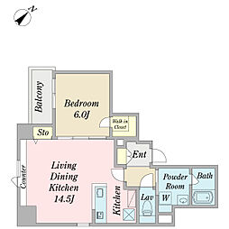 シエルブライト 1LDKの間取図画像