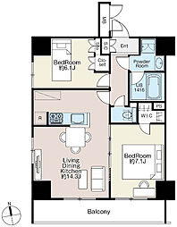 プレジリア日本橋馬喰町 2LDKの間取図画像