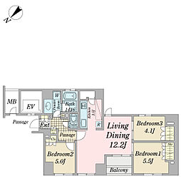 OAKSQUARE日本橋馬喰町 3LDKの間取図画像