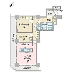 UR都市機構天王洲ビュータワー 2LDKの間取図画像