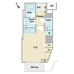 ファミール東京グランリッツ ワンルームの間取図画像