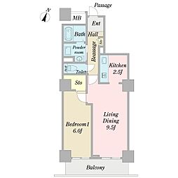 UR都市機構天王洲ビュータワー 1LDKの間取図画像