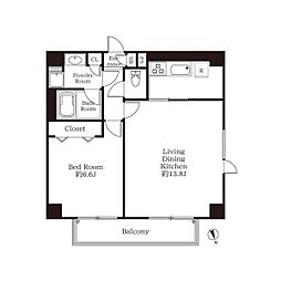 カノーア麻布 1LDKの間取図画像
