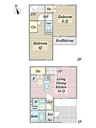ラ・メゾン江戸川　Ｂ棟 1階2LDKの間取り