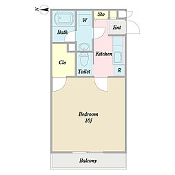 サブ・ガーデン 2階1Kの間取り