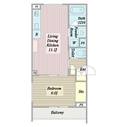 如月I 1LDKの間取図画像