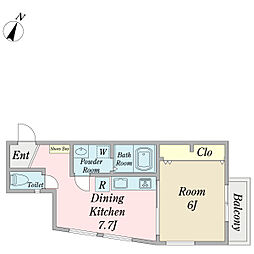 Luce親水公園 1DKの間取図画像