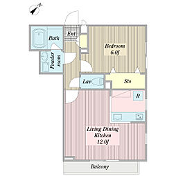 ソレイユ 2階1LDKの間取り