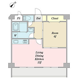 第二芦田マンション 1階1LDKの間取り
