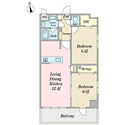 ラ・パレンテ 2LDKの間取図画像