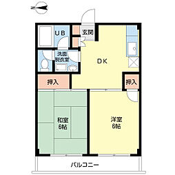 セキニビル 2DKの間取図画像