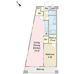 セントヴェル・ミクニ 1LDKの間取図画像