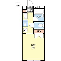 アイランド1 1Kの間取図画像