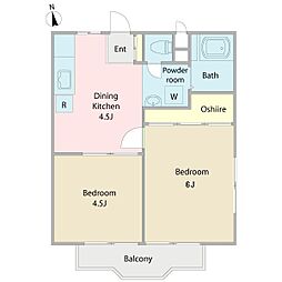 清水サンライフシティ 2DKの間取図画像