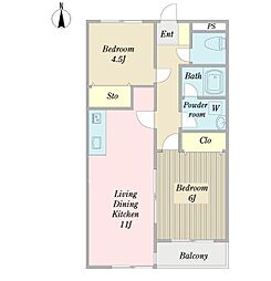 プロシード西葛西二番館 2LDKの間取図画像