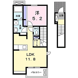 ジェルメ南葛西W2 1LDKの間取図画像