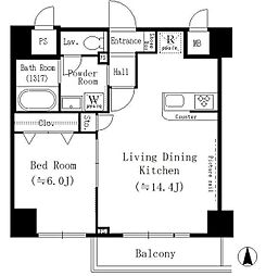 YUNOARTKAMEIDO 1LDKの間取図画像