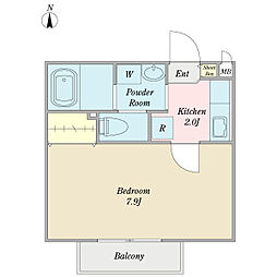 サンマーレ小泉2 1Kの間取図画像