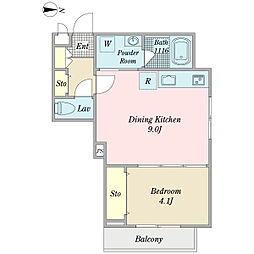 フロンティア 2階1LDKの間取り